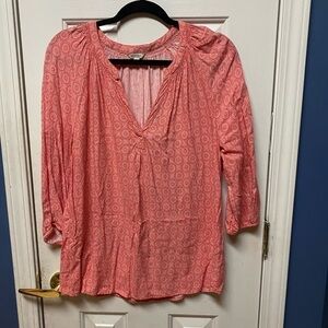 Sonoma Life Style BOHO Tunic Top Shirt Medium Geo 3/4 Sleeve Casual Top Blouse.